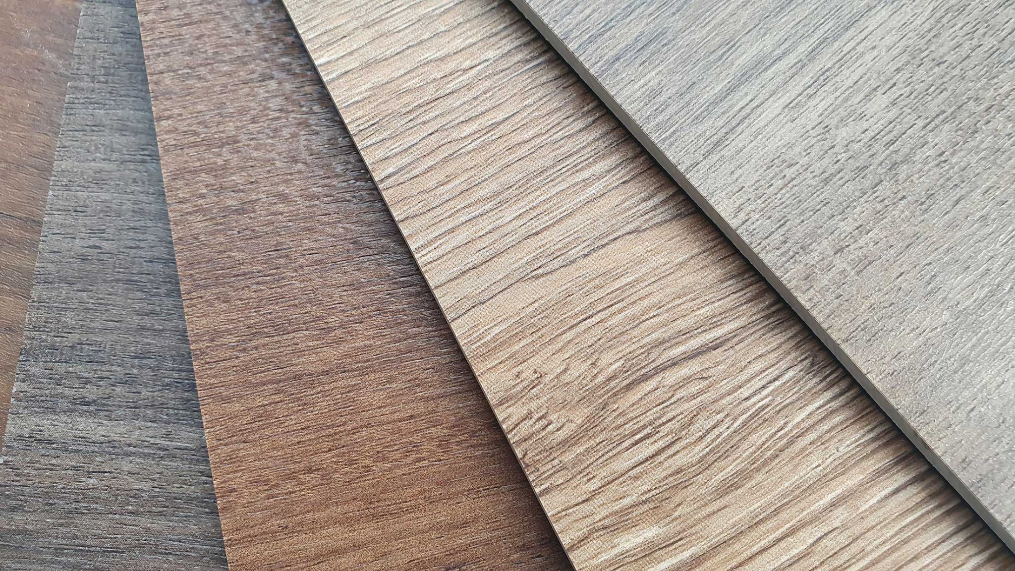 Assorted wood-look SPC plank flooring samples
